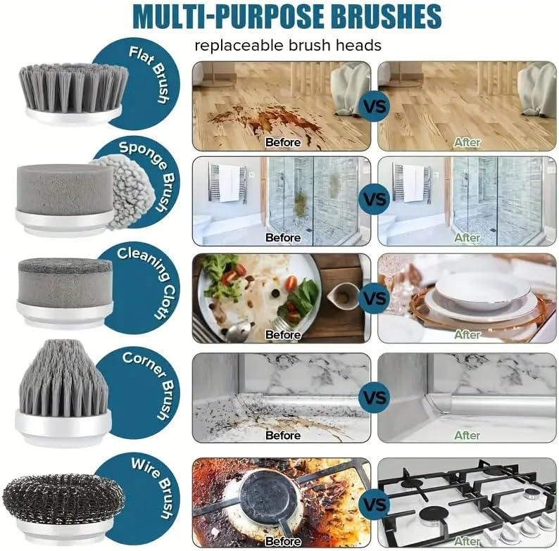 Electric Spin Scrubber with 4 Brush Heads