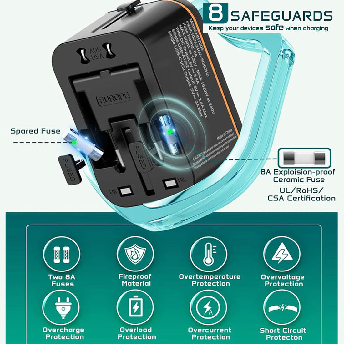 Universal Travel Adapter with USB-C